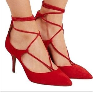 Red Aquazzura Aria 105 tie pumps